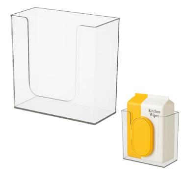 Imagem de Suporte de Parede Universal em Acrílico Transparente para Lenços Umedecidos, Fixação com Fita Dupla Face, 13,5 x 12,5 x 7,5 cm