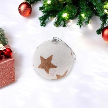 Imagem de Generic 1 peça de enfeites de bolas de Natal redondas de linho branco bola de neve estrela de cinco pontas espuma branca 8 cm