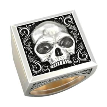 Imagem de Beavorty Anel de caveira masculino com compartimento oculto exclusivo design de compartimento secreto estilo punk padrão de caveira material durável para festivais e personalidades extrovertidas