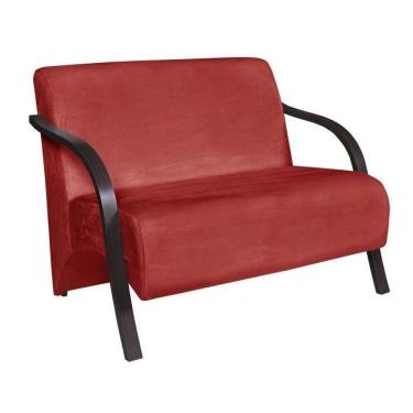 Imagem de Poltrona Namoradeira Vênus Suede Braço Madeira Vermelho
