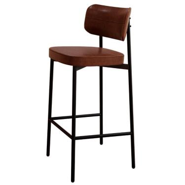 Imagem de Banqueta Alta Bar Estofada Ella M25 Sintético Whisky - Mpozenato