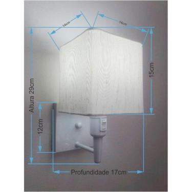 Imagem de Arandela Quadrada Md-2019 Branco C- Inter Liga E Desl Cúpula Em Tecido Linho Bege - Bivolt