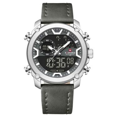 Imagem de Relógio Masculino Negócios Casual Moda Dupla Exibição Esportivo Cinza