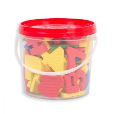 Imagem de Balde com 76 Letras e Números Em Eva Tampa Vermelha