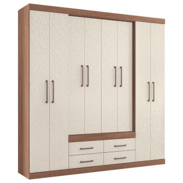 Imagem de Guarda Roupa Casal 8 Portas 4 Gavetas Miami Jatobá Areia