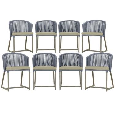 Imagem de 8 Cadeiras De Jantar área Noronha Fendi E7 Trama Original Prata
