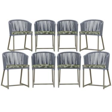 Imagem de 8 Cadeiras De Jantar área Noronha Fendi E5 Trama Original Prata
