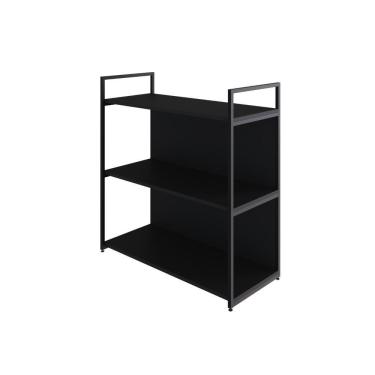 Imagem de Estante C/03 Prateleiras 84x80x33cm C/fundo Yon Preto Tx/est.preta Preto Tx/est.preta