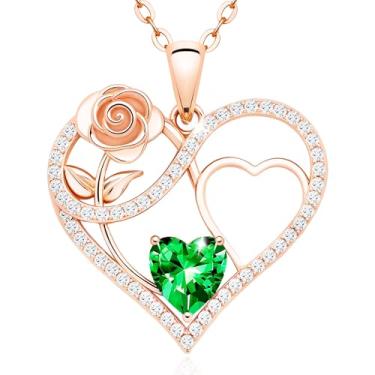 Imagem de Colar feminino Infinity Love com pedra do mês de nascimento rosa, prata esterlina S925, banhado a ouro rosa 18 K, corrente ajustável de 45,7 cm + 5 cm, presente para sua mãe, esposa, namorada, senhora