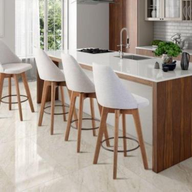 Imagem de Banqueta Maya Decor Giratória-tecido Linho Bege