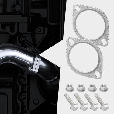 Imagem de Tioollev 2 peças de vedação de escape, acessórios de carro, junta de flange de escape, junta de silenciador, junta de conversor catalítico, kit de reparo de flange de escape com parafuso e porca