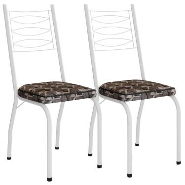 Imagem de Kit 2 Cadeiras Tubular Europa 262 Branco Assento Mosaico Palha Artef Mosaico Palha