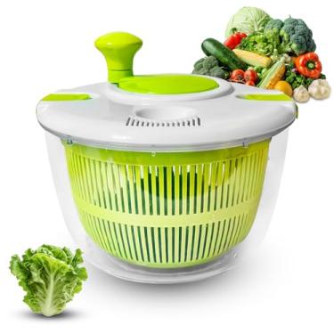 Imagem de Girador de salada, secador de vegetais e frutas, centrifugador de alface, para lavar frutas, legumes, macarrão, verde, 5L
