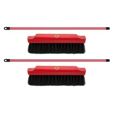 Imagem de Kit 2 Vassouras de Pelo Natural Crina 30cm com Cabo Base de Madeira Reforçada Limpeza Suave, Silenciosa Eficiente ideal para Pisos Finos, Laminados, Vinílicos, Porcelanatos Qualidade Premium Doméstica