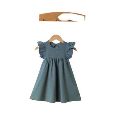Imagem de Vestido de Verão Casual de Algodão para Bebês - Manga Voadora com Amar