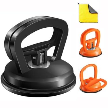 Imagem de ZEHXI Extrator de amassados, pacote com 3 ferramentas de remoção de amassados para carro, ventosa com alça, kit de reparo de amassados para carroceria de carros, vidro, tela (preto + laranja)