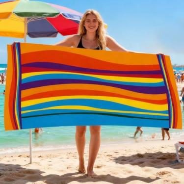 Imagem de Toalha de praia para adultos grande microfibra secagem rápida sem areia leve toalha de viagem para piscina, academia, uso ao ar livre