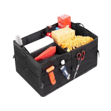 Imagem de Sandfren Organizador de porta-malas de carro, organizador dobrável de armazenamento de porta-malas de veículos de grande capacidade, caixa de organização de banco traseiro dobrável para mercearia de