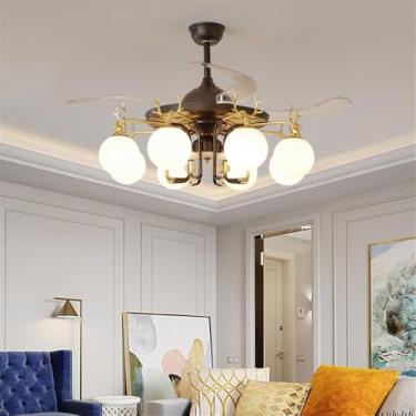 Imagem de Ventilador de teto LED moderno e discreto, luxuoso para sala de estar, restaurante, quarto, escritório, casa de campo ou hotel, com controle remoto (8 lâmpadas, 1 unidade)