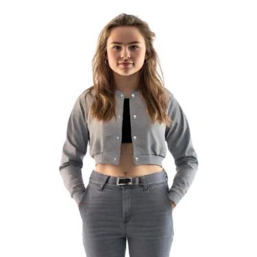 Imagem de Jaqueta Cropped Calttony Moletom Casual Lisa Feminina-Feminino