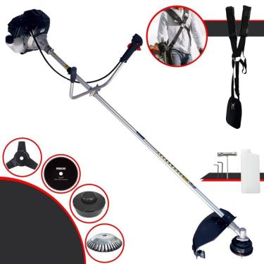 Imagem de Roçadeira C/ Sistema Antivibração À Gasolina RT43LB25A 43cc 1,7HP Alta Rotação Com Carretel e Lâmina 3 Pontas + EXTRA Lâmina 80 Dentes e Escova de Aço