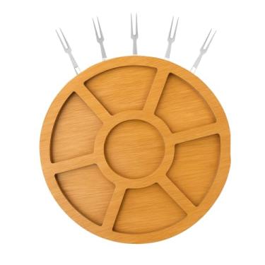 Imagem de Kit Petisqueira Redonda com 5 Garfinhos Inox – Bandeja para Frios, Queijos e Petiscos