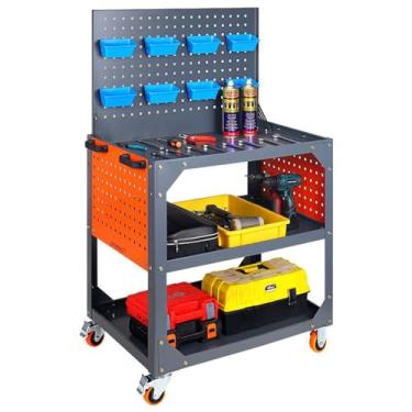 Imagem de JYXYXSCP Carrinho de ferramentas automotivas, com placa traseira, armário de ferramentas de metal, com alça e armário de ferramentas de armazenamento de rodas, carrinho de ferramentas de armazenamento