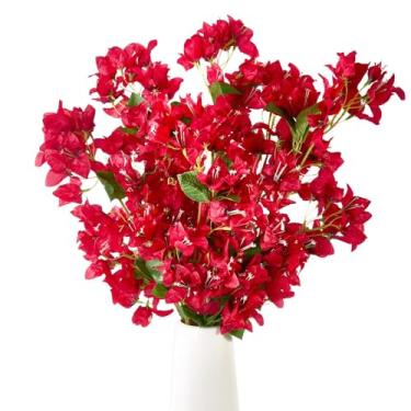 Imagem de Flores artificiais de buganvílias de seda de 76 cm, resistente a UV, pacote com 24 peças, 72 ramos, hastes de flores falsas, videiras falsas de buganvílias, uso para casamento, varanda, casa, festa e