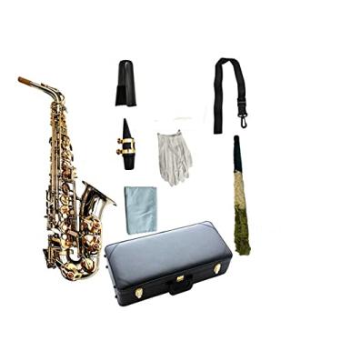 Imagem de Saxofone profissional Saxofone alto E chato níquel ouro chaves instrumento de sopro madeira com estojo de bocal Golves kit de latão para iniciantes