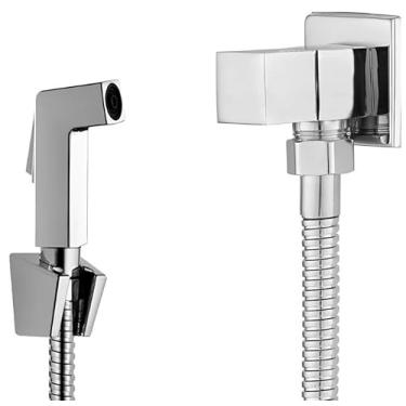 Imagem de Ducha Higiênica Quadrada Em Metal Para Banheiro Completa Gatilho Luxo 1,2 Mt- Chuveirinho Completo com Gatilho- Cromado