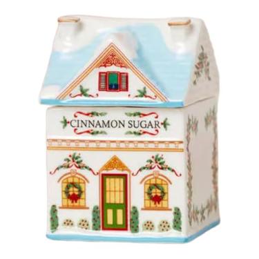 Imagem de predolo Decoração de Natal em formato de casa de especiarias para vila natalina, frasco de especiarias vazio reutilizável em miniatura de resina, com glitter, Style B