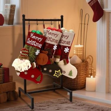 Imagem de Zonon Suporte de meia de Natal para pendurar no chão com ganchos e rodas removíveis, suporte de metal resistente com base estável para casa de banho toalha de banheiro