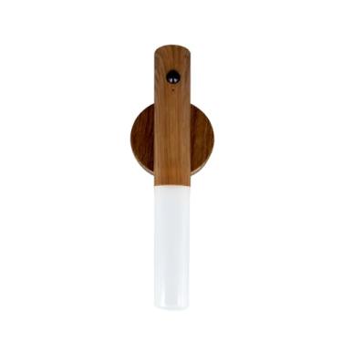 Imagem de Luminária LED Automática de Parede, Madeira Marfim, 18,2cm, Sensor de Movimento, Base Magnética, Recarregável USB, 5W, Para Escadas e Corredores