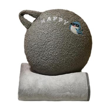 Imagem de Ioensy Xale Cobertor Travesseiro 2 em 1 com Mangas Ornamento Vestível com Cobertor Macio Pelúcia Brinquedo Travesseiro para Carro Hotel Fazenda, Cinza