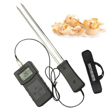 Imagem de HGTRH Testador de umidade para lascas de madeira, medidor de umidade tipo pino, teste não destrutivo preciso, visor LCD retroiluminado para serragem, aparas de madeira de bambu e pó de madeira, lascas