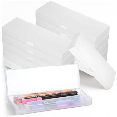 Imagem de Lemecima 30 caixas de lápis de plástico transparente a granel para armazenamento escolar a granel com tampa articulada para estudantes, material de escritório escolar (18 x 5 x 2,94 cm)
