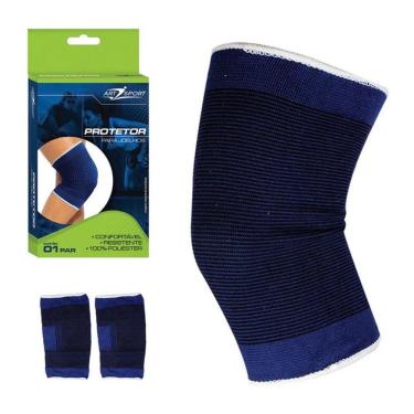 Imagem de Joelheira Elástica Protetor Muscular Joelho Flexível Dor Lesão Ortopédica Esporte Par Resistente
