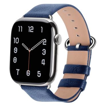 Imagem de Fullmosa Pulseiras de couro compatíveis com Apple Watch séries 11/10/9/8/7/6/5/4/3/2/1 de 41 mm, 40 mm, 38 mm, 44 mm, 45 mm, 46 mm e 49 mm, Ultra3/2/1, SE3/2/1, 49mm/46mm/45mm/44mm/42mm(Series 3 2 1