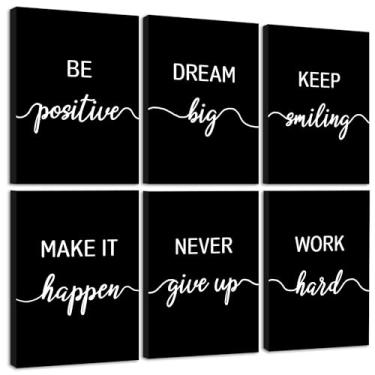 Imagem de KUVIOKE Decoração de parede de escritório inspiradora citações motivacionais arte de parede emolduradas afirmações encorajadoras frases para crianças sala de aula quarto pronto para pendurar conjunto