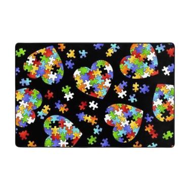 Imagem de ZERAOKE Peças de quebra-cabeça tapetes de área de coração para sala de estar 1,2 x 1,5 m, tapete macio e moderno, tapetes antiderrapantes para decoração de casa, tapete lavável para quarto, jantar,