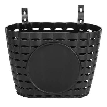 Imagem de Cesta de bicicleta Glomora, cesta de suspensão frontal de plástico espessa, cesta de triciclo pequena para criança com alças ajustáveis ​​para ciclismo ao ar livre (preta)