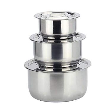 Imagem de Conjunto de panelas de aço inoxidável com 3 peças/conjuntos de panelas de condicionamento colorido conjunto de lavatório de cozinha para casa suprimentos de bar de cozinha