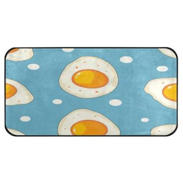 Imagem de STAYTOP Tapetes fofos de cozinha de gema de ovo 99 × 50 cm, tapetes acolchoados antiderrapantes laváveis de poliéster, antifadiga, confortável, tapete para varanda, capacho para decoração de casa de