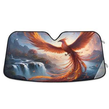 Imagem de STAYTOP Bela Fênix de Bombeiros Para-brisa Para-brisa Protetor de Viseira Dobrável Mantém Frio Bloqueia os Raios UV e Acessórios para Proteger Carros, SUVs, Caminhões-(L)