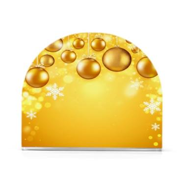 Imagem de Qilmy Suporte de guardanapo acrílico com bola de Natal lindamente dourada, porta-guardanapos para mesas cozinha restaurante decoração de casa, suporte decorativo moderno para guardanapos de coquetel