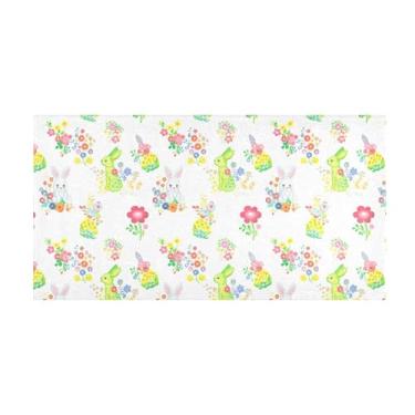 Imagem de Burbuja Tapete de corredor colorido coelho de pelúcia antiderrapante tapete de borracha para corredor, quarto, sala de estar, decoração de entrada, lavável na máquina, 51 x 99 cm