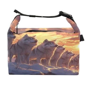 Imagem de STAYTOP Lancheira Snow Mountain Wolf com fivela de alça, lancheira isolada para meninos e meninas, lancheira para trabalho escolar