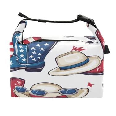 Imagem de STAYTOP Lancheira estilo cowboy estilo bandeira americana com fivela de alça, lancheira isolada para meninos e meninas, lancheira térmica para trabalho escolar