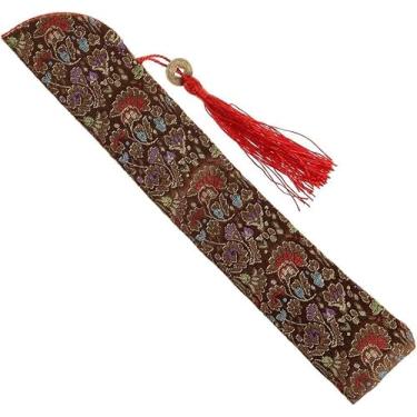 Imagem de Bolsa de ventilador dobrável, bolsa de mão chinesa dobrável de seda com borla à prova de poeira capa protetora estilo retrô placas e placas decorativas