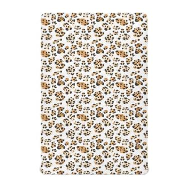 Imagem de STAYTOP Lindo lençol de berço com estampa de leopardo para meninos e meninas, lençol com elástico para berço padrão e colchão infantil, de microfibra supermacia, 132 x 71 cm